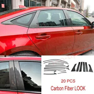 z_ VrbN 2022-2023 ABS J[{t@Co[EBhE + BC s[gXgbvJo[ 20X For Honda Civic 2022-2023 ABS Carbon fiber Window+BC-Pillar Trim Strip Cover 20X