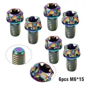 6 ̃I[goC`^lW M6 x 15mm gNXwbhtWlWC{[- 6pcs Motorcycle Titanium Screw M6 x 15mm Torx Head Flanges Screws Rainbow-
