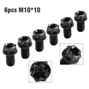 6 ̃`^{gAgNXwbhAtWtlW M10 x 10 mmAAI[goCp- 6pcs titanium bolt, torx head, flanged screw M10 x 10 mm, black, for motorcycle-