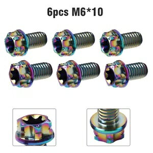 6 �I�[�g�o�C�`�^���l�W M6 * 10 �~�����[�g���g���N�X�w�b�h�t�����W�����Y�w�b�h���C���{�[- 6pcs Motorcycle Titanium Screw M6*10mm Torx Head Flanges Lens Head Rainbow- �y���s�A���i�z