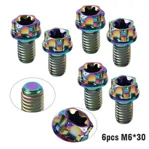 6 �{�̃I�[�g�o�C�A���]�ԃ`�^���l�W M6 x 30mm �g���N�X�w�b�h�t�����W���C���{�[- 6pcs Motorcycle, Bicycle Titanium Screws M6 x 30mm Torx Head Flanges Rainbow- �y���s�A���i�z
