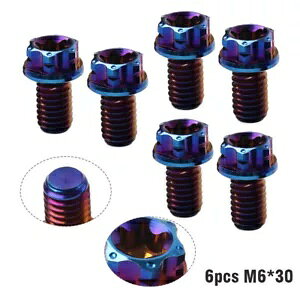 �I�[�g�o�C�A���]�ԃ`�^���l�W M6 x 30mm �g���N�X�w�b�h�t�����W�l�W 6 �{ - 6pcs Motorcycle, Bicycle Titanium Screws M6 x 30mm Torx Head Flanges Screws- �y���s�A���i�z