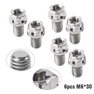 6 �̃I�[�g�o�C�A���]�ԃ`�^���l�W M6 x 30mm �g���N�X�w�b�h�t�����W�V���o�[- 6pcs motorcycle, bicycle titanium screws M6 x 30mm torx head flanges silver- �y���s�A���i�z