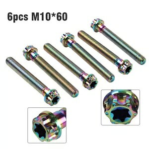 6x `^lWgNXwbhtWlW M10x60mm I[goCpC{[- 6x titanium screws torx head flanges screws M10x60mm rainbow for motorcycle-