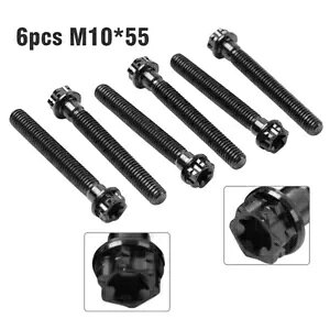 6 ̃`^lWgNXwbhtWlW M10x55mm I[goCp- 6pcs titanium screws torx head flanges screws M10x55mm black for motorcycle-