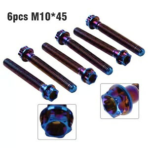 `^lW M10 x 45mm gNXwbhƃtWwbh 6 { I[goCp- 6pcs Titanium Screws M10 x 45mm Torx Head and Flanges Head for Motorcycle-