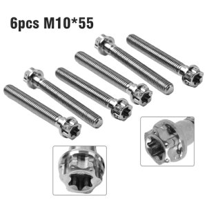 6 ̃`^lWgNXwbhtWlW M10 x 55mm I[goCp- 6pcs Titanium Screws Torx Head Flanges Screws M10 x 55mm for Motorcycle-