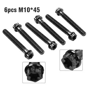 6 {̃`^lWgNXwbhƃtWAM10 x 45mmAI[goCpubN- 6pcs Titanium Screws Torx Head and Flanges, M10 x 45mm, for Motorcycle Black-