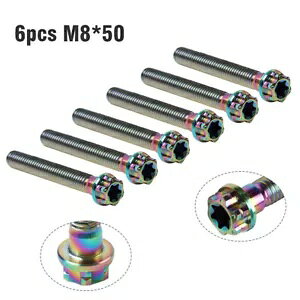6�{�̃`�^���l�W�g���N�X�w�b�h�ƃt�����W�AM8 x 50mm�A�I�[�g�o�C�p���C���{�[- 6pcs Titanium Screws Torx Head and Flanges, M8 x 50mm, Rainbow for Motorcycle- �y���s�A���i�z