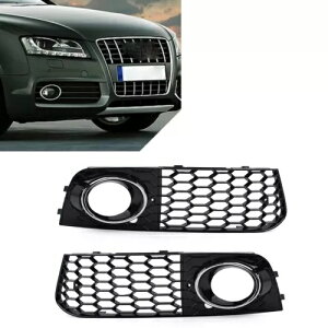 yA njJ wbNX bV tHO Cg Jo[ AEfB A4 B8 09-12 pAN[- Pair Honeycomb Hex Mesh Fog Light Covers for Audi A4 B8 09-12, Chrome-