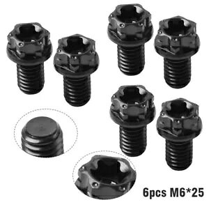 `^lW M6 x 25mm gNXwbhtW 6 { I[goCA]ԗp ubN- 6pcs Titanium Screws M6 x 25mm Torx Head Flanges for Motorcycle, Bicycle Black-