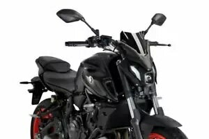 Puig スポーツ スクリーン フロントガラス ディフレクター ブラック (不透明) ヤマハ MT-07 2021 - 2024 Puig Sport Screen Windshield Deflector Black (Opaque) Yamaha MT-07 2021 - 2024
