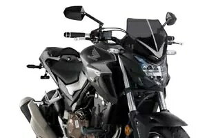 Puig �X�|�[�c �X�N���[�� �t�����g�K���X �f�B�t���N�^�[ �_�[�N�X���[�N �z���_ CB 500 F 2016 - 2024 Puig Sport Screen Windshield Deflector Dark Smoke Honda CB 500 F 2016 - 2024