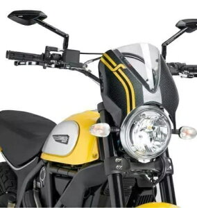Puig �m�[�Y�t�F�A�����O �J�[�{�����b�N �N���A�X�N���[�� Ducati �X�N�����u���[ 2015 - 2024 Puig Nose Fairing Carbon Look Clear Screen Ducati Scrambler 2015 - 2024 �y���s�A���i�z