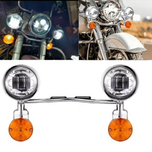 LED pbVOX|bgtHOCgo[^[VOivn[[\teCt@bg{[C FLSTF LED Passing Spot Fog Light Bar Turn Signals Lamp For Harley Softail FatBoy FLSTF