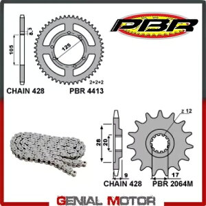EK1548 チェーンとスプロケットキット 14 / 58 / 428 PBR HM SM SIX 2004 - 2006 EK1548 Chain and Sprockets Kit 14 / 58 / 428 PBR HM SM SIX 2004 - 2006