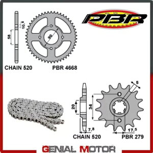 EK1552 チェーンとスプロケットキット 14 / 44 / 520 PBR ホンダ XL-V バラデロ 2001 - 2009 EK1552 Chain and Sprockets Kit 14 / 44 / 520 PBR HONDA XL-V VARADERO 2001 - 2009