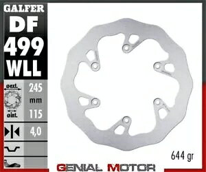 Galfer ���A�u���[�L�f�B�X�N �E�F�[�u�Œ�\���b�h 245X4MM ���}�n WR 250 F 4T 2003-2006 Galfer Rear Brake Disc WAVE FIXED SOLID 245X4MM YAMAHA WR 250 F 4T 2003-2006