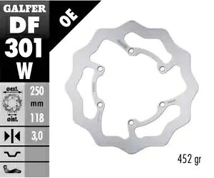Galfer �u���[�L�f�B�X�N �t�����g �E�F�[�u�Œ� 250x3 mm �X�Y�L RM 250 2004 - 2005- Galfer brake disc front wave fixed 250x3 mm Suzuki RM 250 2004 - 2005- �y���s�A���i�z