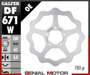 Galfer �u���[�L �f�B�X�N �t�����g �E�F�[�u�Œ� 260x4 mm Aprilia Scarabeo 250 ie 2005- Galfer brake discs front wave fixed 260x4 mm Aprilia Scarabeo 250 ie 2005- �y���s�A���i�z