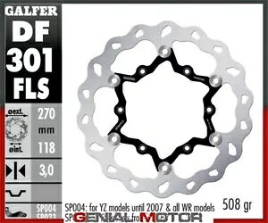 Galfer �t�����g �u���[�L �f�B�X�N �E�F�[�u �t���[�g �I�[�o�[�T�C�Y 270x3mm ���}�n YZ 250�AWR 2001-2002 Galfer Front Brake Disc WAVE FLOAT OVERSIZE 270x3mm YAMAHA YZ 250, WR 2001-2002