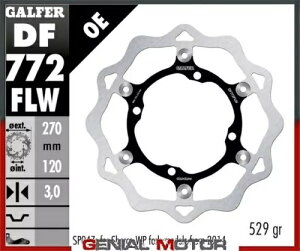Galfer �t�����g �u���[�L �f�B�X�N �E�F�[�u �t���[�g(�X�`�[��)270x3mm SHERCO 250 SEF FORK SACHS 2014 Galfer Front Brake Disc WAVE FLOAT(STEEL)270x3mm SHERCO 250 SEF FORK SACHS 2014 �y���s�A���i�z
