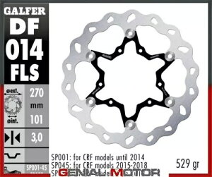Galfer �t�����g �u���[�L �f�B�X�N �E�F�[�u �t���[�e�B���O �I�[�o�[�T�C�Y(C.STEEL)270x3mm HM CRF 250 R 2009 Galfer Front Brake Disc WAVE FLOATING OVERSIZE(C.STEEL)270x3mm HM CRF 250 R 2009 �y���s�A���i�z