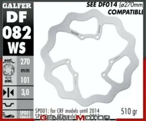 Galfer �t�����g �u���[�L �f�B�X�N �E�F�[�u�Œ�I�[�o�[�T�C�Y 270x3mm �z���_ CRF 450 R 2015-2018 Galfer Front Brake Disc WAVE FIXED OVERSIZE 270x3mm HONDA CRF 450 R 2015-2018 �y���s�A���i�z