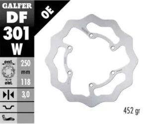 Galfer �t�����g �u���[�L �f�B�X�N �E�F�[�u�Œ� 250x3mm ���}�n YZ 450 F 2008 - 2011 Galfer Front Brake Disc WAVE FIXED 250x3mm YAMAHA YZ 450 F 2008 - 2011 �y���s�A���i�z