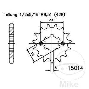 Esjot スプロケット 13 歯 ピッチ 428 Kymco Pulsar 125 II 2008-2012 Esjot Sprocket 13 Teeth Pitch 428 Kymco Pulsar 125 II 2008-2012