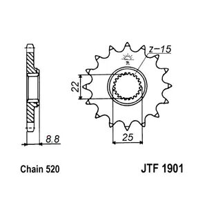 XvPbg JT 1901 Z12 KTM 250 t[Ch 2018-2020 p Sprocket JT 1901 Z12 for KTM 250 Freeride 2018-2020