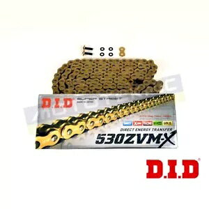 DID 530 �s�b�` 114 �����N ZVMX �S�[���h �`�F�[�� ���x�b�g�����N�t�� - �X�[�p�[�w�r�[�f���[�e�B�[ DID 530 Pitch 114 Link ZVMX Gold Chain with Rivet Link - Super Heavy Duty �y���s�A���i�z