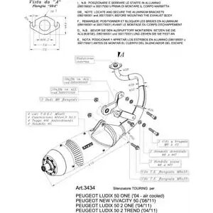 Rv[gGL][XgVXe Leovince Touring Steel Peugeot New Vivacity 2008 - 2012 Complete Exhaust System Leovince Touring Steel Peugeot New Vivacity 2008 - 2012