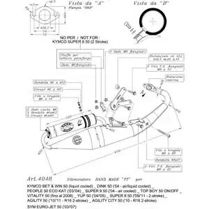 Rv[gGL][XgVXe Leovince nhCh Tt A~jE Kymco Yup 50 2004 - 2005 Complete Exhaust System Leovince Hand Made Tt Aluminium Kymco Yup 50 2004 - 2005