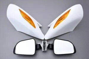 �z���C�g �o�b�N�~���[ + �I�����W �E�C���J�[ �z���_ ST 1300 �p�� ���[���b�p 2008-2017 White RearView Mirrors +Orange Turn Signals HONDA ST 1300 PAN EUROPEAN 2008-2017 �y���s�A���i�z