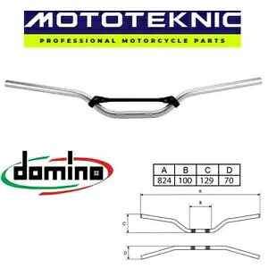Vertemati �o�C�N�ɓK������ Domino Wide High Bend �u���[�X�V���o�[ �g���C�A�� �n���h���o�[ Domino Wide High Bend Braced Silver Trials Handlebar to fit Vertemati Bikes �y���s�A���i�z