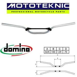 Domino Ch nCxh u[X Vo[ gCA nho[ASWM oCNɓK Domino Wide High Bend Braced Silver Trials Handlebar to fit SWM Bikes
