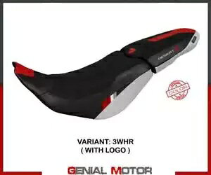 �V�[�g �T�h�� �J�o�[ Thar �E���g���O���b�v �z���C�g - ���b�h WHR+���S T.I.Ducati DesertX 2022-2023 Seat saddle cover Thar ultragrip White-Red WHR+logo T.I.Ducati DesertX 2022-2023