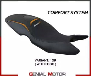 V[gThJo[ }CRtH[gVXe IW OR+S T.I. BMW F 800 R 2009-2020 Seat saddle cover Maili comfort system Orange OR+logo T.I. BMW F 800 R 2009-2020