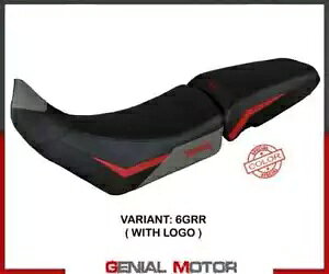 V[gThJo[ h[o[O[ - bh GRR + S T.I.gCAt ^CK[ 900 2020-2023 Seat saddle cover Dover Gray - Red GRR + logo T.I. Triumph Tiger 900 2020-2023