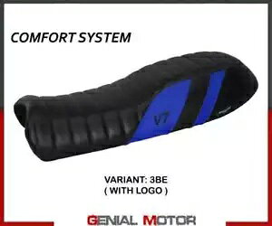 V[g Th Jo[ fCrX RtH[g VXe u[ BE+S T.I.gEObcB V7 2012-2020 Seat saddle cover Davis comfort system Blue BE+logo T.I. Moto Guzzi V7 2012-2020