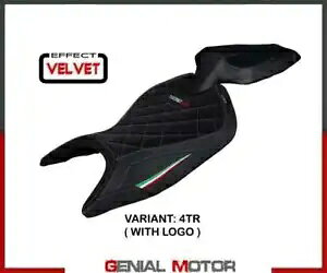 ThJo[ PjA xxbg 3F TR+S T.I.AvA gDI[m 660 2021-2023- Saddle cover Kenya Velvet three color TR + logo T.I.Aprilia Tuono 660 2021-2023-