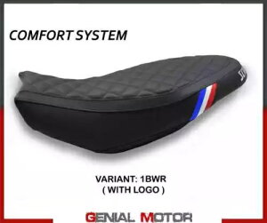 ThJo[ Be[W Comf VXe BWR + S T.I.hDJeB XNu[ 800 2015 -2023- Saddle cover vintage Comf system BWR + logo T.I. Ducati Scrambler 800 2015 -2023-
