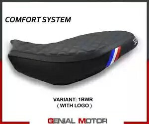 ThJo[ Be[W Comf VXe BWR + S T.I.hDJeB XNu[ 400 2015 -2023- Saddle cover vintage Comf system BWR + logo T.I. Ducati Scrambler 400 2015 -2023-