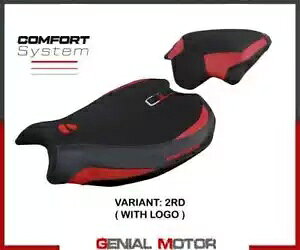 ThJo[ ~iRtVXe bh RD+S T.I.hDJeB Xg[gt@C^[ V2 2022-2023- Saddle cover Mina Comf system red RD + logo T.I. Ducati streetfighter V2 2022-2023-