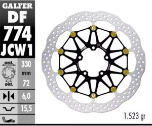 Galfer �t�����g �u���[�L �f�B�X�N WAVE FLOATECH Racing 330X6MM DUCATI 1299 PANIGALE S 2015 Galfer Front Brake Disc WAVE FLOATECH RACING 330X6MM DUCATI 1299 PANIGALE S 2015 �y���s�A���i�z