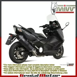 Mivv �R���v���[�g�G�L�]�[�X�g�X�s�[�h�G�b�W �u���b�N�X�`�[�� ���}�n T-Max 500 2012 - 2016�p Mivv Complete Exhaust Speed Edge Black Steel for Yamaha T-Max 500 2012 - 2016 �y���s�A���i�z