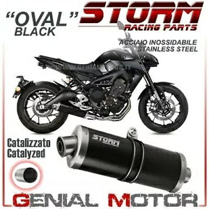Mivv �ɂ��G�}�t���V�X�e�� �X�g�[�� �I�[�o�� �u���b�N �C�m�b�N�X ���}�n Mt-09 2013 2018 Catalyzed Full System Storm by Mivv Oval Black Inox Yamaha Mt-09 2013 2018 �y���s�A���i�z