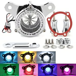 N[ GA N[i[ Ce[N tB^[ LEDt n[[ c[O \teC t@bg {[C _Cip Chrome Air Cleaner Intake Filter W/ LEDs For Harley Touring Softail Fat Boy Dyna