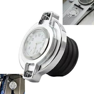 N[RKX^NICLbvJo[ vt n[[[hLOX|[cX^[_Cip Chrome Fuel Gas Tank Oil Cap Cover W/ Clock For Harley Road King Sportster Dyna